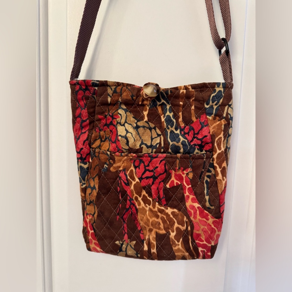 Giraffe Print Quilted Shoulder Bag Crossbody Purse Handmade Boho Quirky Eclectic